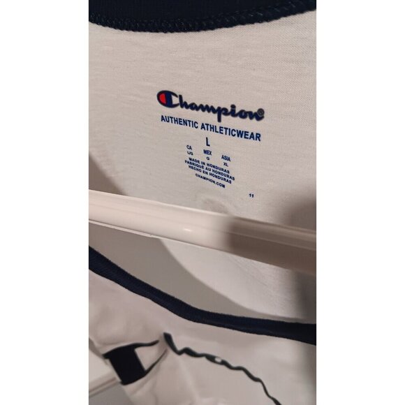 Tags Still On: Large Champion Sleeveless Shirt White And Blue Men's - Picture 3 of 5